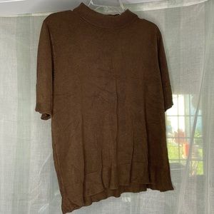 Sag harbor large knife mock neck shirt sleeve brown sweater AS IS